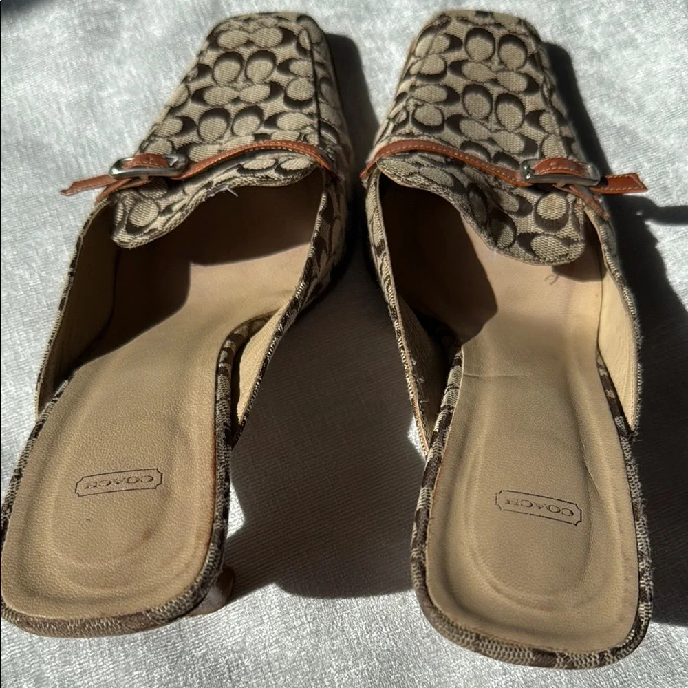 Coach Brown Signature Mules with Rounded Toe (8)